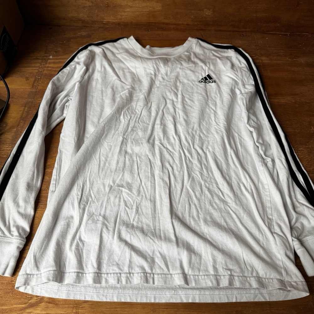 Adidas Long Sleeve T-Shirt Sz Youth L(14/16) White